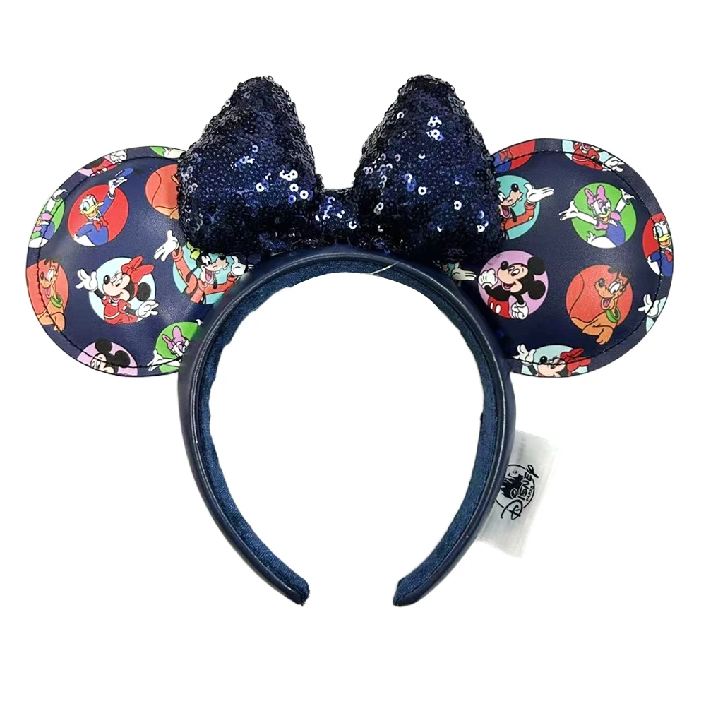 Disney pumpkin Mickey Minnie Headband Adults/Child Disneyland PU Leather Bow Ear Women Christmas Gifts image 3