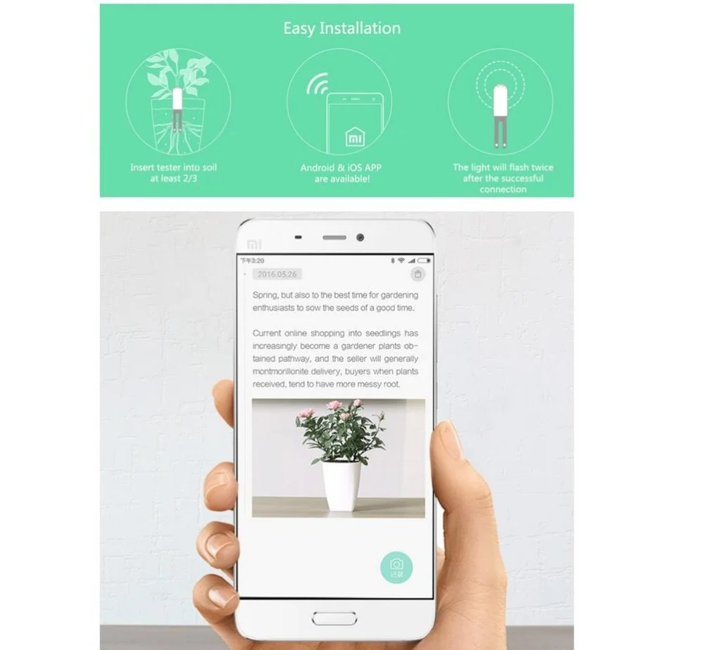 HHCC Flora Monitor Garden Care Plant Grass Soil Water Fertility Smart Tester Sensor Flower Garden Detector for MIJia Flower Care