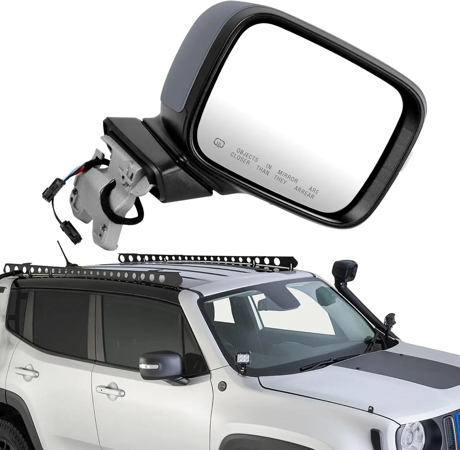 

Right Side Mirror For Jeep Renegade 2015-2022 9Pins Car Rearview Mirrors Manual Folding Temperature Sensor Heated & Signal Light