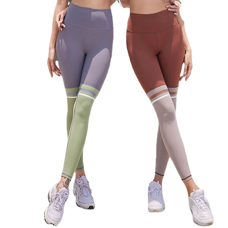 

High Waist Hip Lift Women Yoga Leggings Slim Color Clash Gym Running Leggings Quick Dry Sports Pants Women Fitness Wear