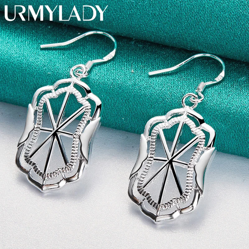 

URMYLADY 925 Sterling Silver Hollow Flower Earrings For Women Fashion Wedding Party Charm Jewelry