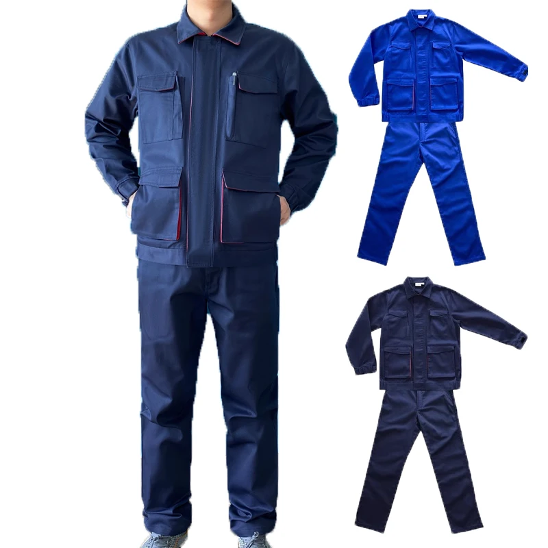 

Multi Pockets Work Clothing Set For Men Wear Resistant Workshop Warehouse Labor Working Uniforms Repairman Mechanical Coveralls