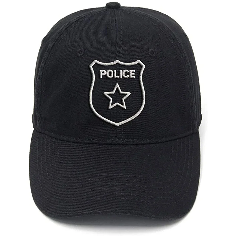 Lyprerazy Police Badge Washed Cotton Adjustable Men Women Unisex Hip Hop Cool Flock Printing Baseball Cap