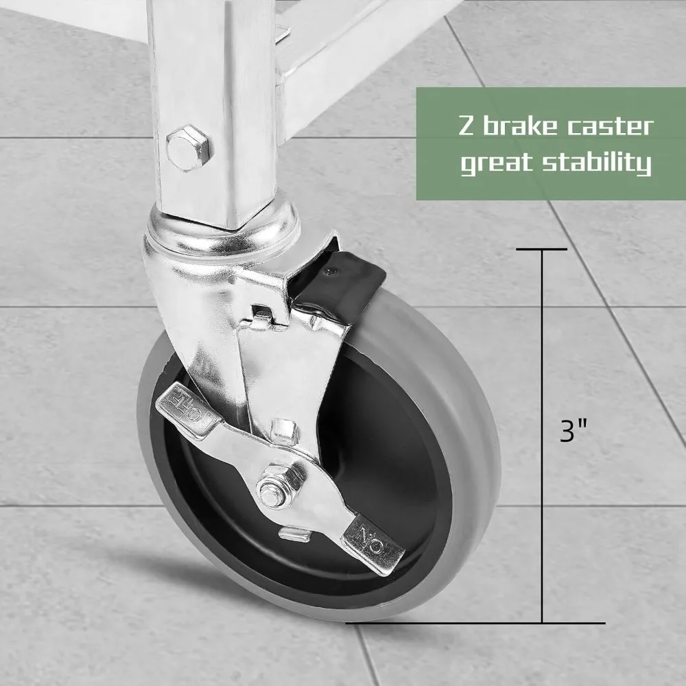 عربة أدوات من الفولاذ المقاوم للصدأ ذات 3 طبقات شديدة التحمل معتمدة من NSF مع خدمة وعجلات متنقلة للطعام #5