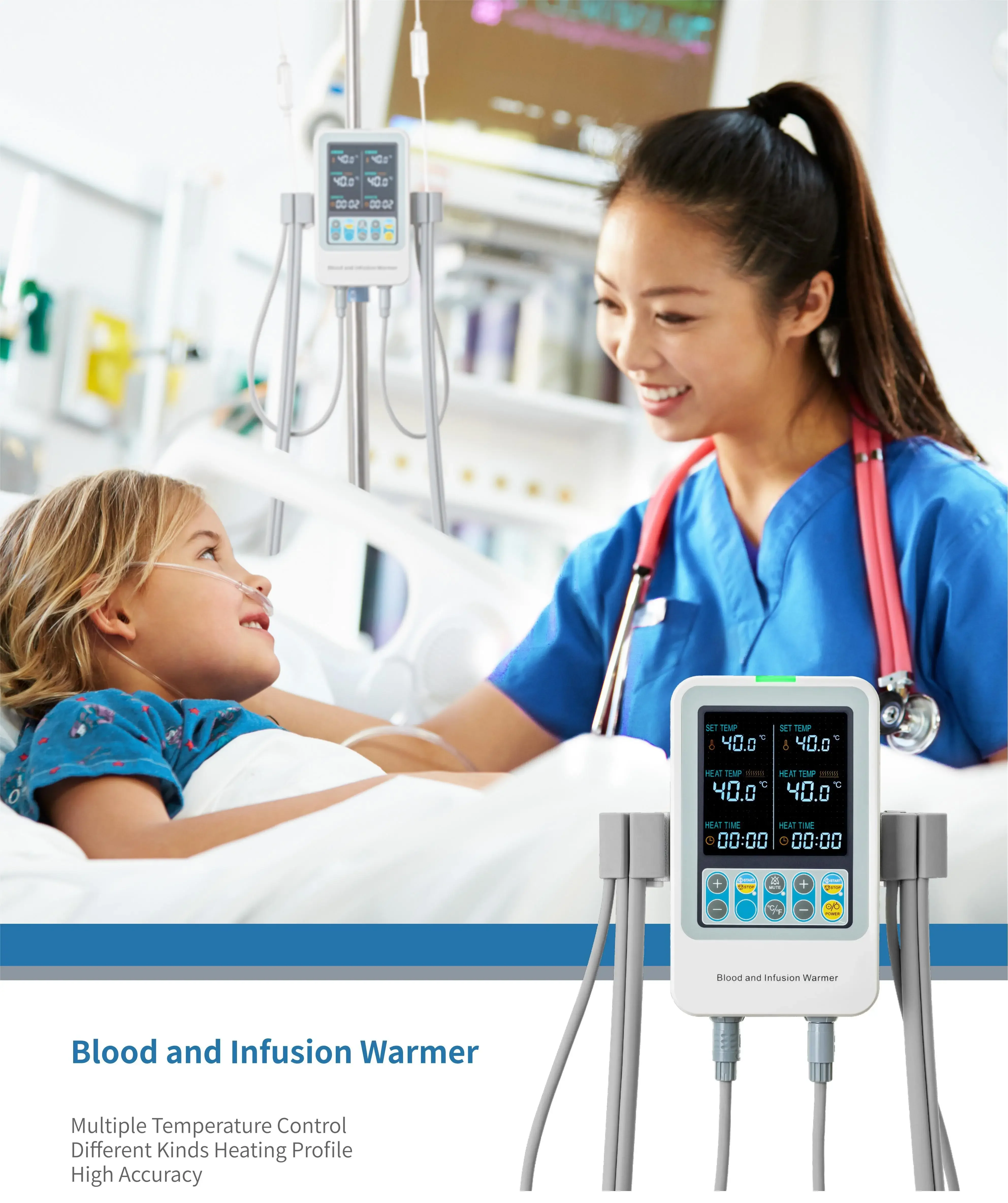 2025 Factory  Blood  Warmer for  Fluid Warmer with 2 heating tube Medical  Fluid warmer machine
