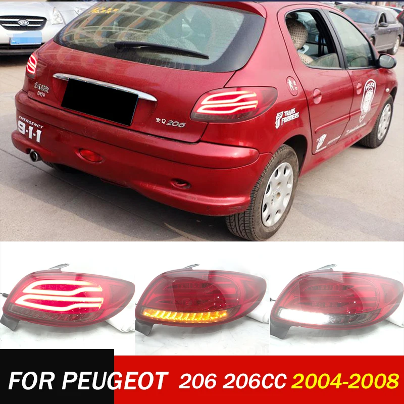 LED Tail Lights for Peugeot 206 206CC 2004-2008 Rear Turn Signal Reverse Brake Stop Bumper Fog Lamp Red 2004 2005 2006 2007 2008