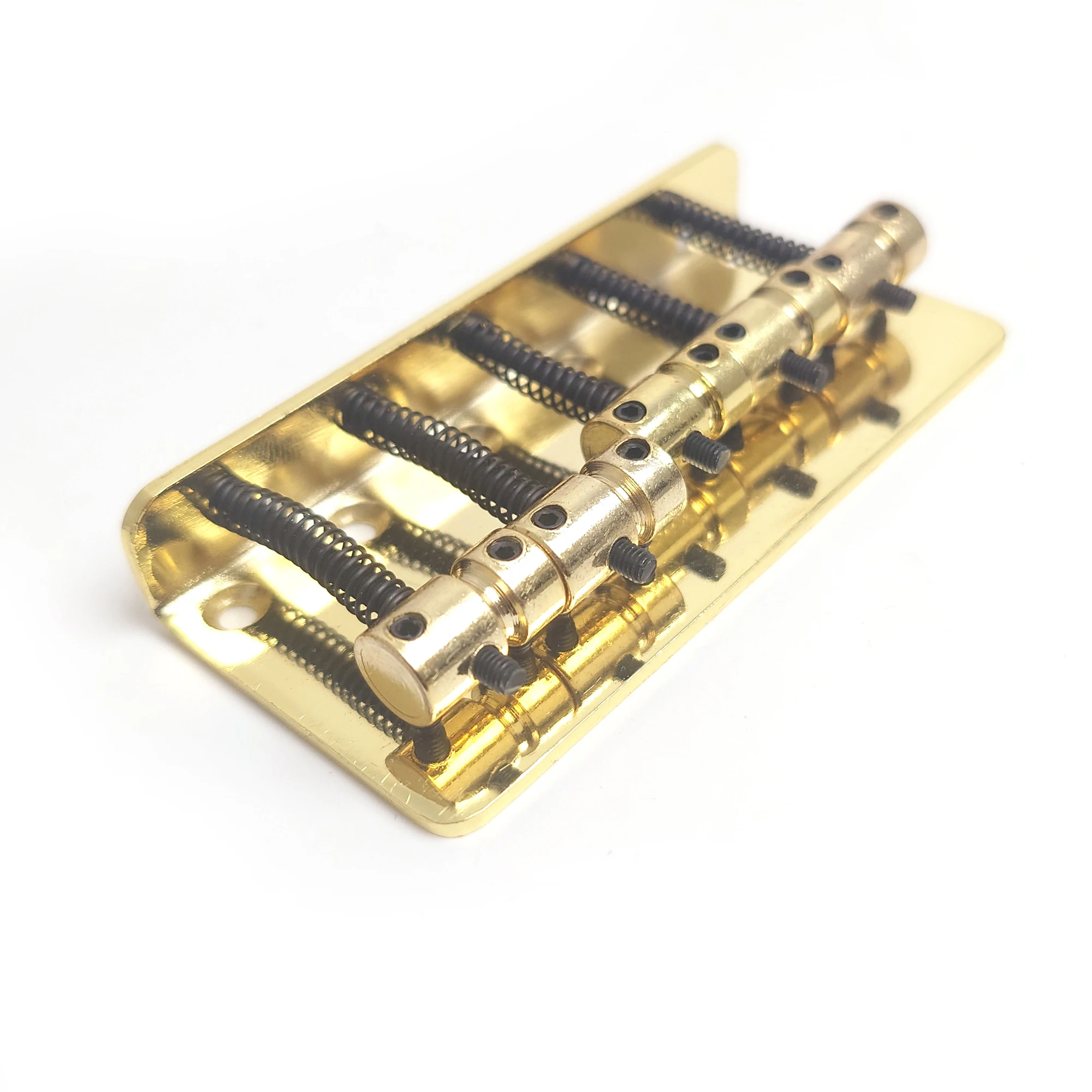 

5 String Bass Guitar Bridge with Brass Saddles Gold Plated Finish,Standard 5 String Bass Guitar Replacement Parts