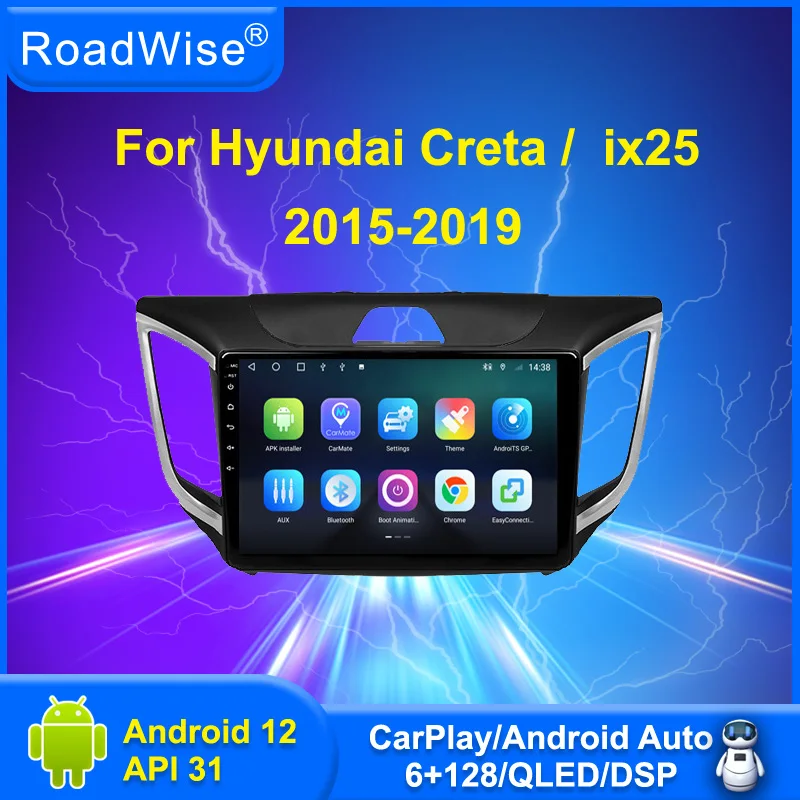 

Roadwise Android 12 Car Radio For Hyundai Creta ix25 2015 2016 2017 2018 2019 Multimedia Carplay 4G Wifi GPS DVD 2DIN Autoradio