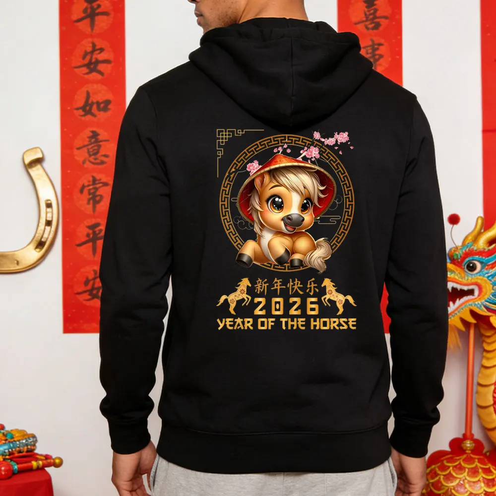 

Year of The Horse 2026 Chinese Lunar New Year 2026 Spring Festival Women Men Hoodie Asian Eastern Festival Holiday Sweatshirt