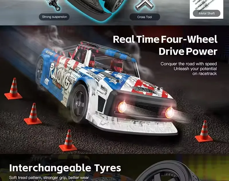 80KM/H Brushless High Speed RC Racing Car1:12 Flat Running Style Car Linkage Lighting 4WD Racing Drift Metal RC Car Toy Giftss