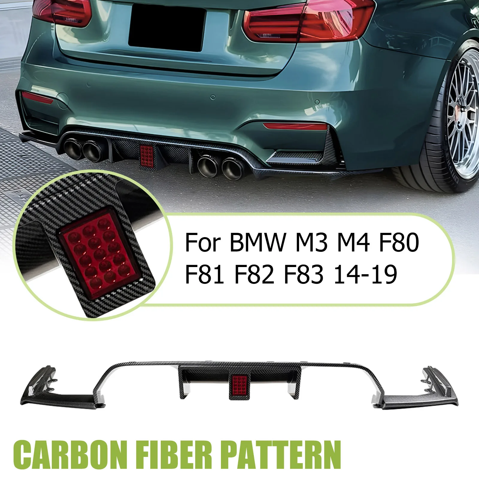 For BMW M3 M4 F80 F81 F82 F83 2014-2019 Rear Bumper Diffuser Lip Exterior Modification Accessories
