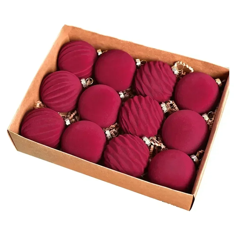 

Christmas Holiday Festive Occasions Burgundy Burgundy Christmas Ornaments Festive Centerpiece Decorations Flocked Ball Ornaments