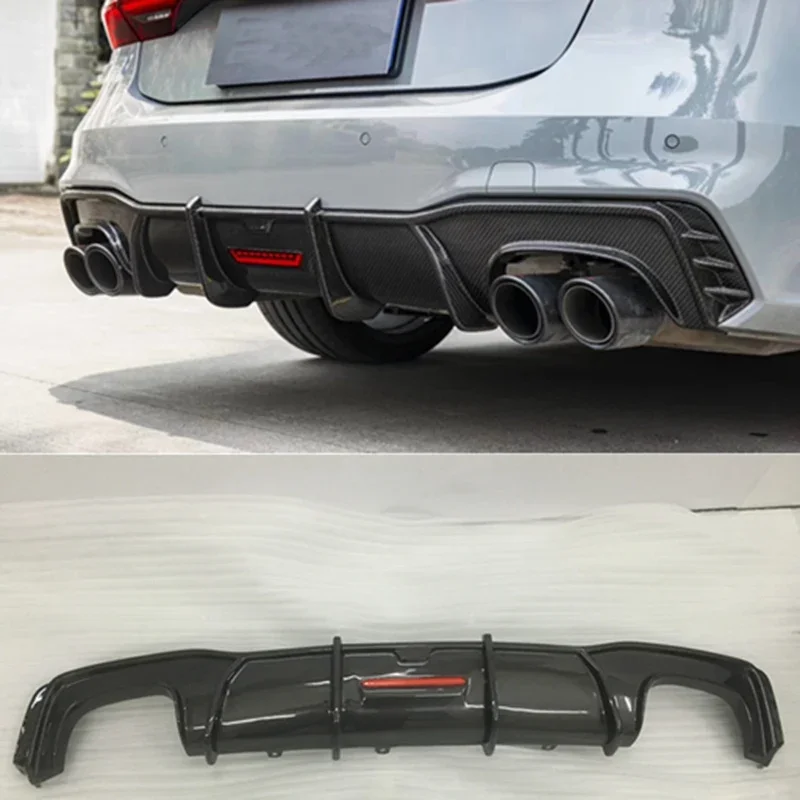 High Quality Carbon fiber Rear Bumper Lip Spoiler Diffuser Cover For Audi A7 S7 RS7 2019 2020 2021 Year (With Lamp)