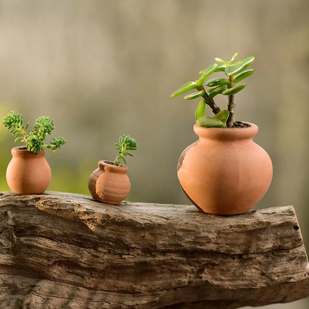 6 Pcs Succulent Flower Pot Mini Gardening Pots Miniature Clay Pottery for Outdoor Plants Terracotta