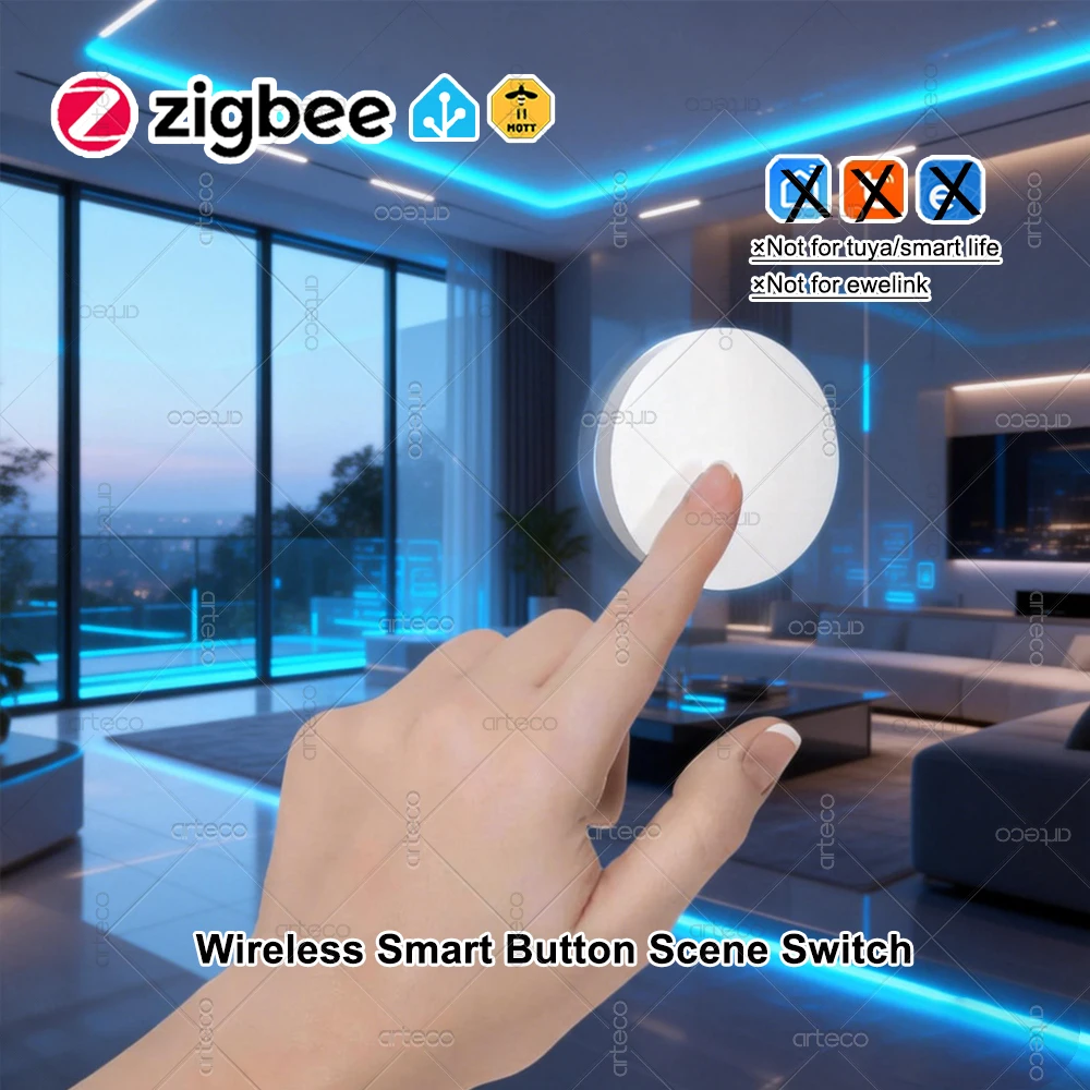 ZigBee-Tastenszenenschalter, nur für Zigbee2MQTT, intelligenter Verbindungsschalter, batteriebetriebene Automatisierung, funktioniert mit Zigbee-Geräten