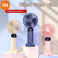 Xiaomi 3000Mah Mini Electric Fan Portable 6-speed Wind Speed Handheld Hand Silent Fan Digital Display USB Charging Fan