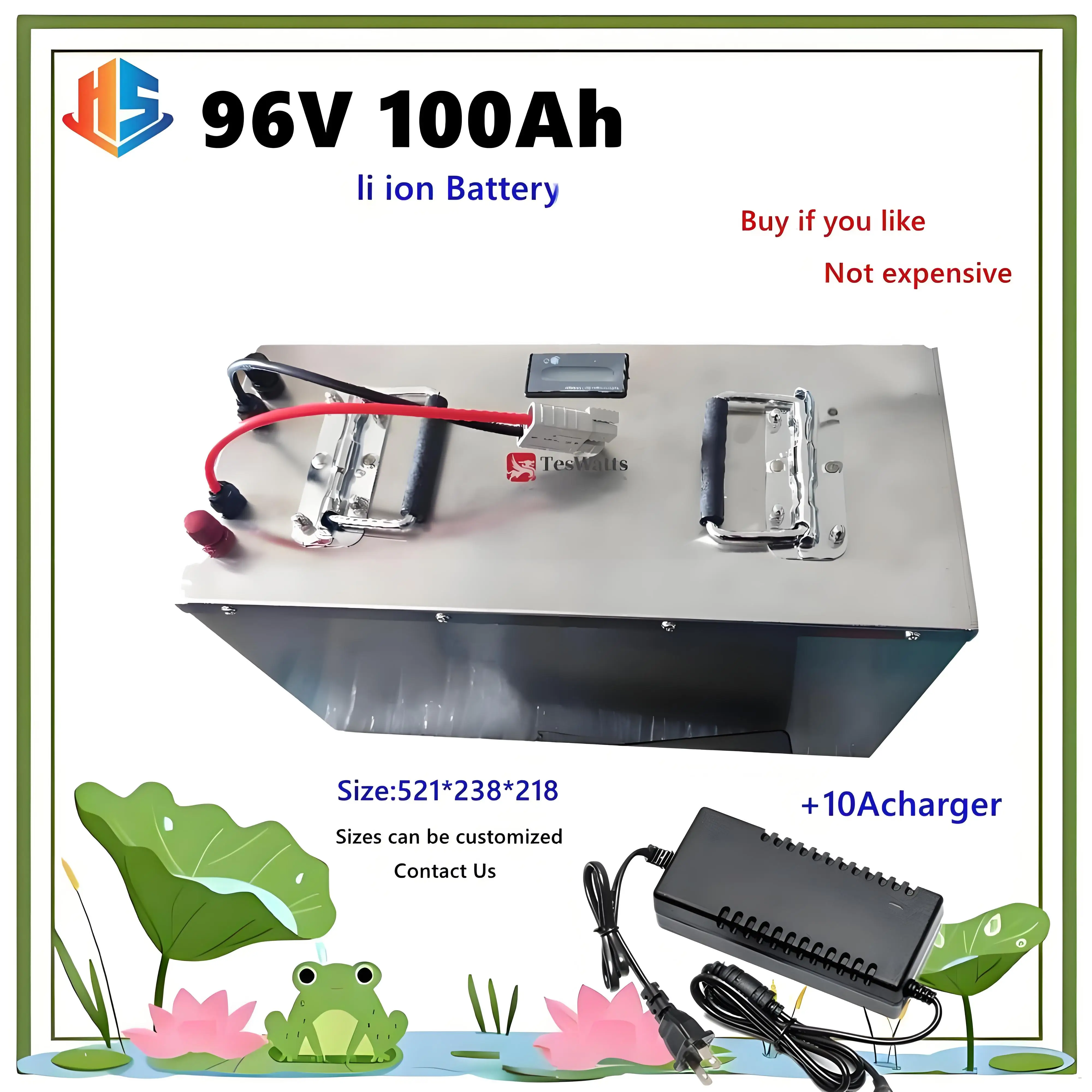 

waterproof 96v 100ah lithium ion Rechargeable bateria for car bus Golf trolley RV AGV Marine Tourist car Caravan + 10A Charger