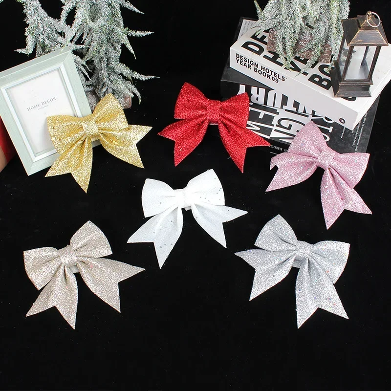 

Christmas Gold Powder Bow and Ribbon Decorations Window Display Holiday Christmas Tree Decorations Hanging Decorations