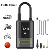 Inflador de neumáticos LEIBOO, compresor de aire portátil, bomba de aire de 150PSI para neumáticos de coche, luz LED de emergencia para coche, motocicleta, bicicleta, bola