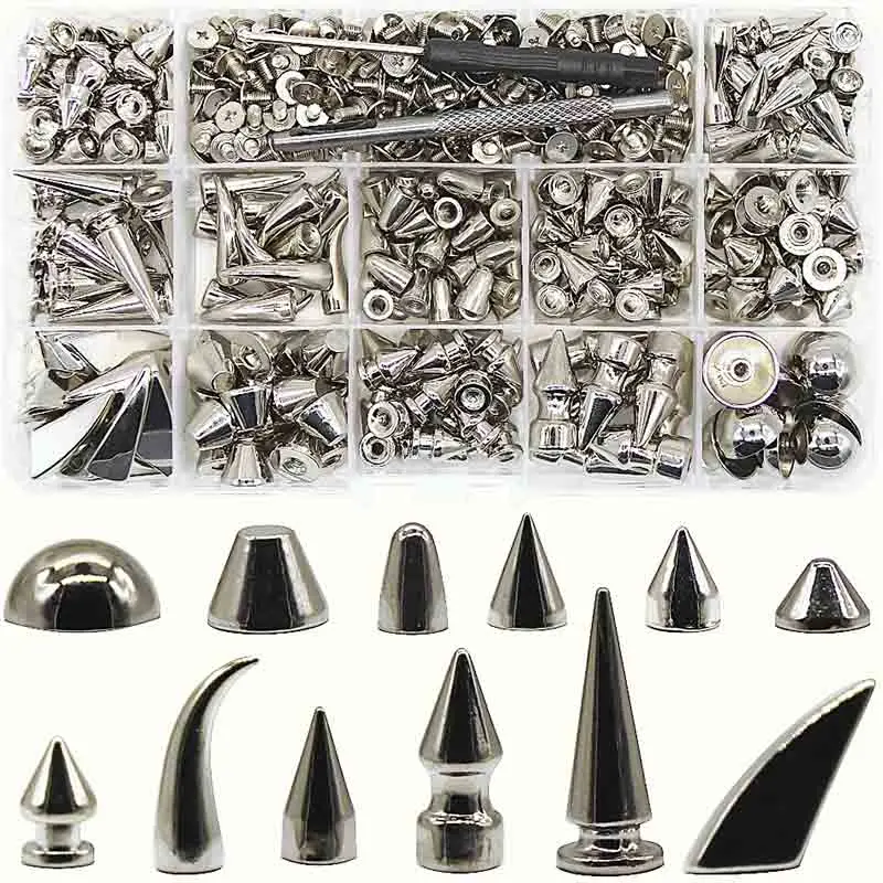 150 pz-270 pz metallo Decor Punk Bullet Sharp Spike Cone Screw Back Rivet Stud Spot Nail per fai da te borsa in pelle cintura giacca scarpe