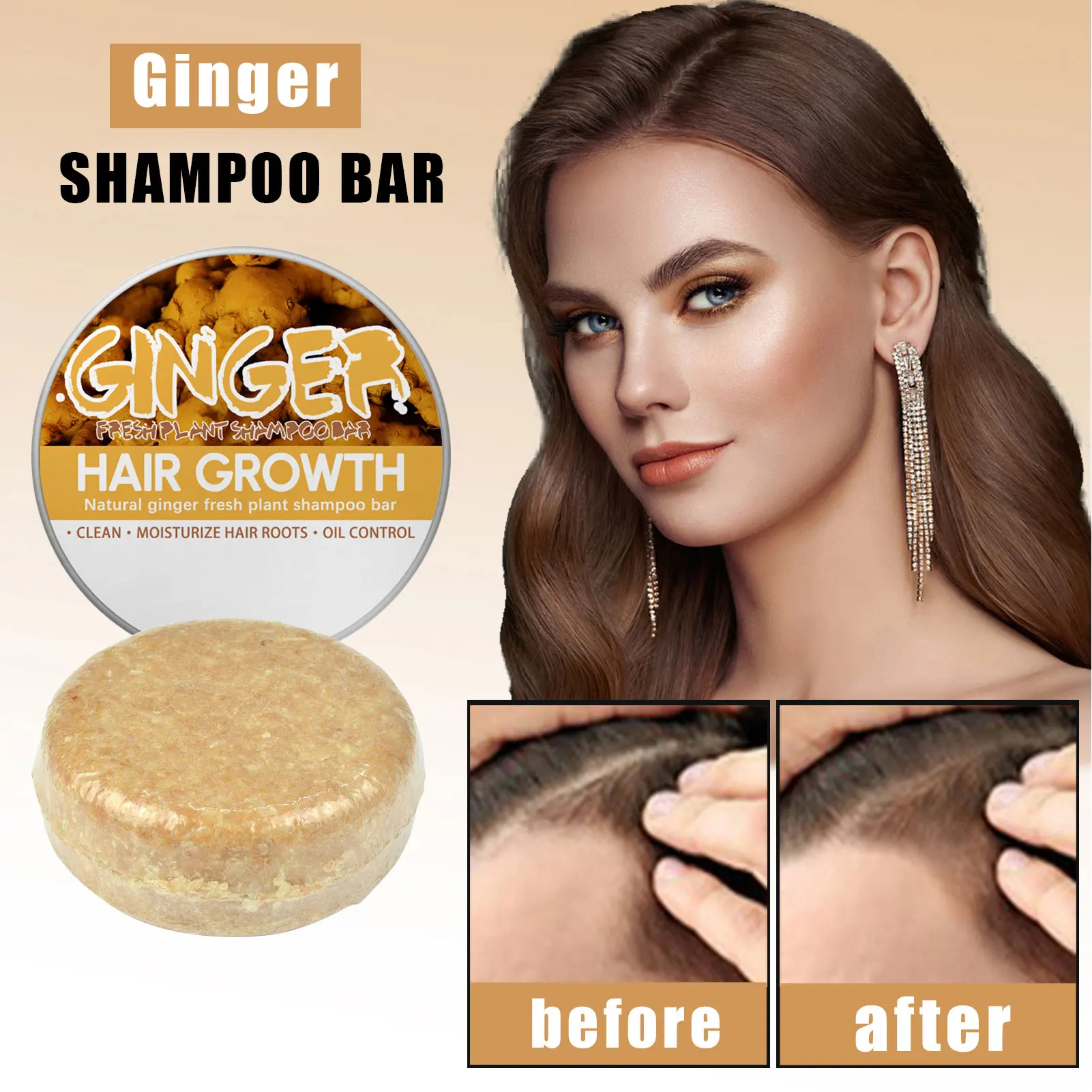 Ginger Hair Care Shampoo, Sabonete suave para cabelos macios, Ajuda a promover cabelos nutridos e saudáveis