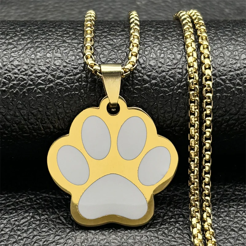 Punk Dog Paw Pendant Necklace for Women Men Stainless Steel Gold Silver Color Animal Puppy Claw Chain Jewelry Colar Masculino