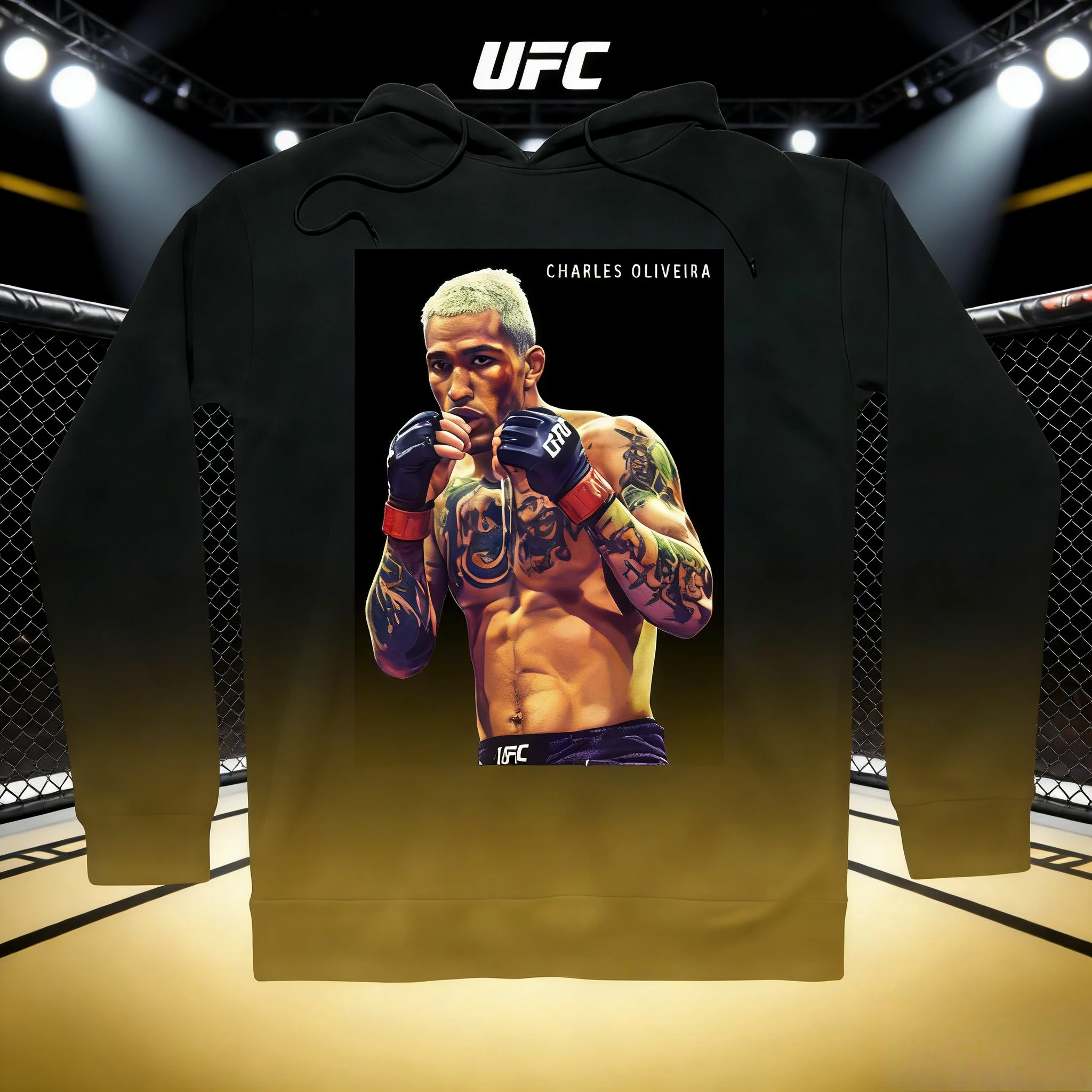 

UFC Charles Oliveira 2026, осенне-зимняя коллекция, свободная толстовка с капюшоном из 100% хлопка с принтом, подходит для мужчин и женщин