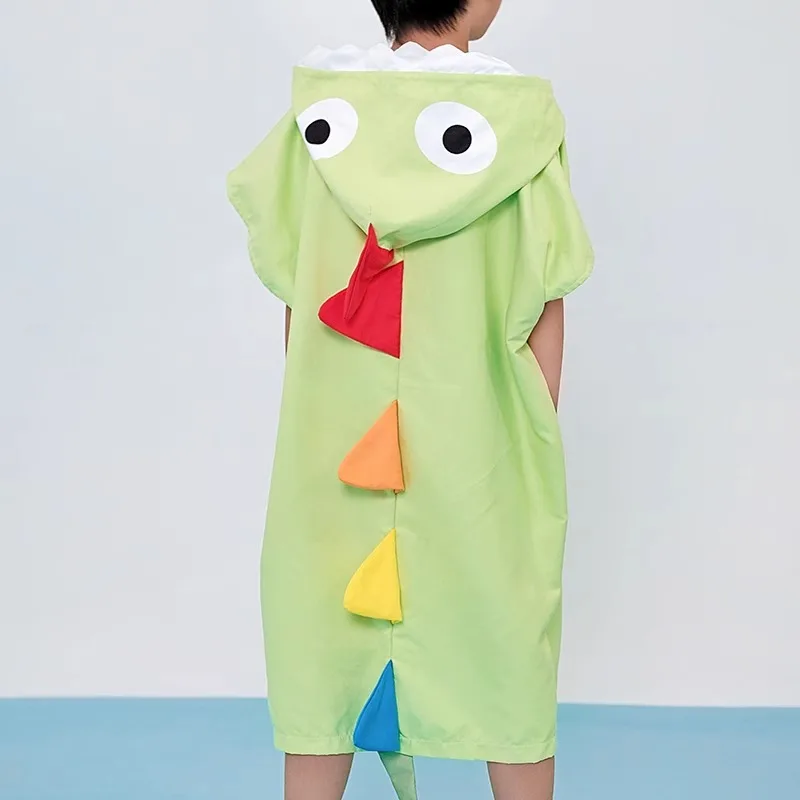 AquaPlay Beach Poncho for Children Quick Drying Beach Blanket Swim Towel Hoodie Wetsuit Cloak Swimming Dinosaur Cartoon style