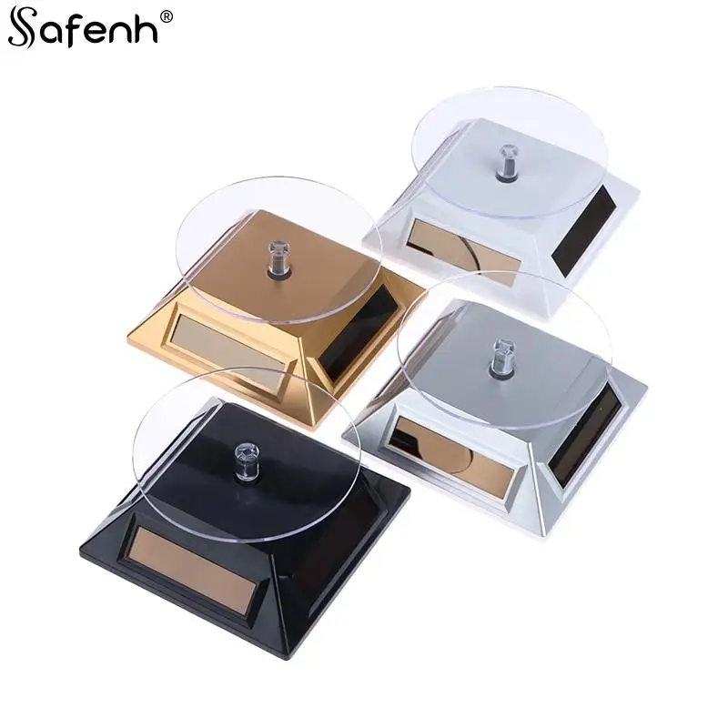 1 قطعة عرض الطاقة الشمسية 360 الدورية الدوار ساعة مجوهرات خاتم الهاتف الدورية عرض موقف رفوف المجوهرات والدعائم حزام ساعة #3