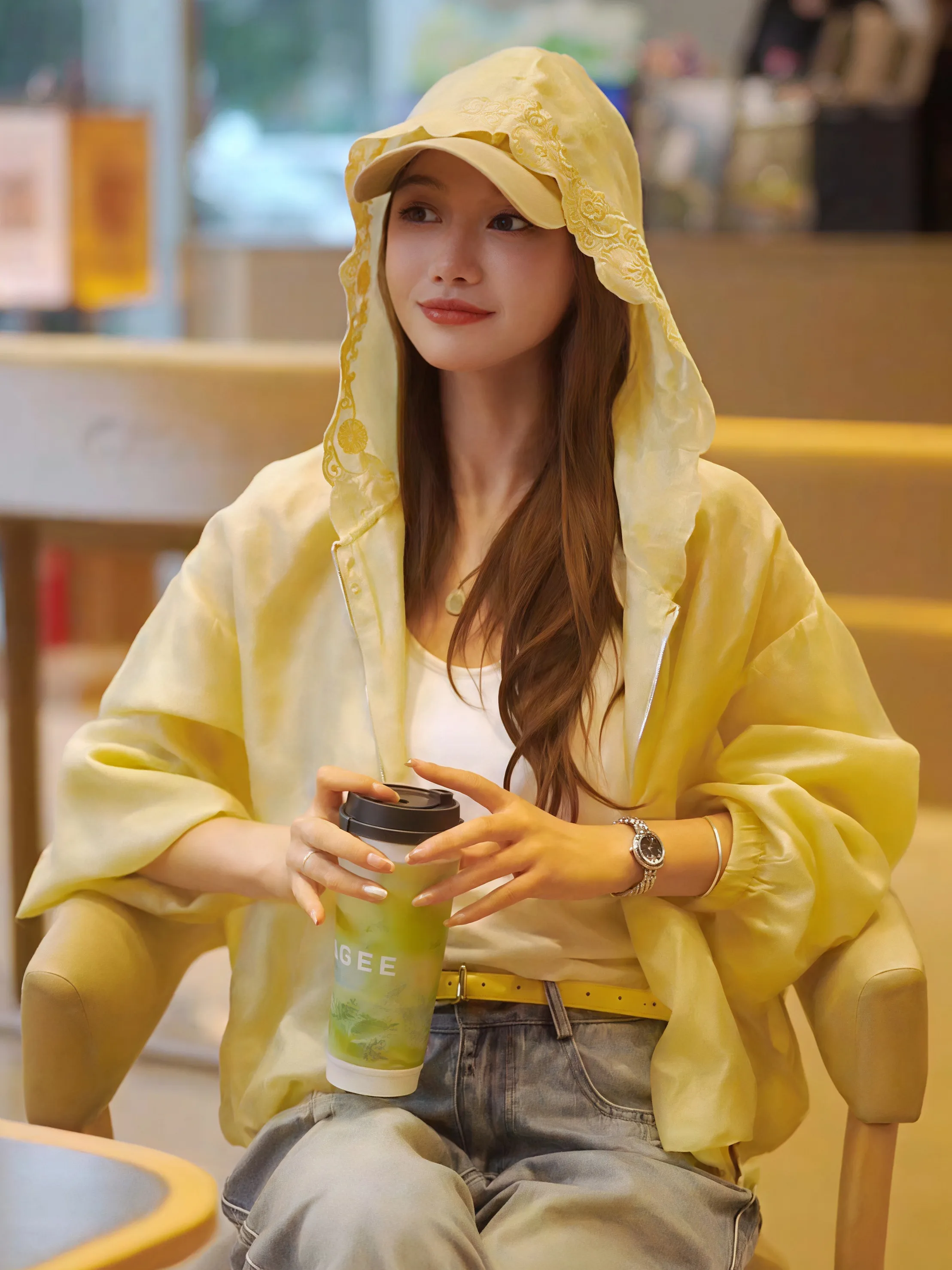 

Korean Style Lace Patchwork Hooded Lightweight Summer New Loose Short Coat Women's UV Protection Top Small Size Matching
