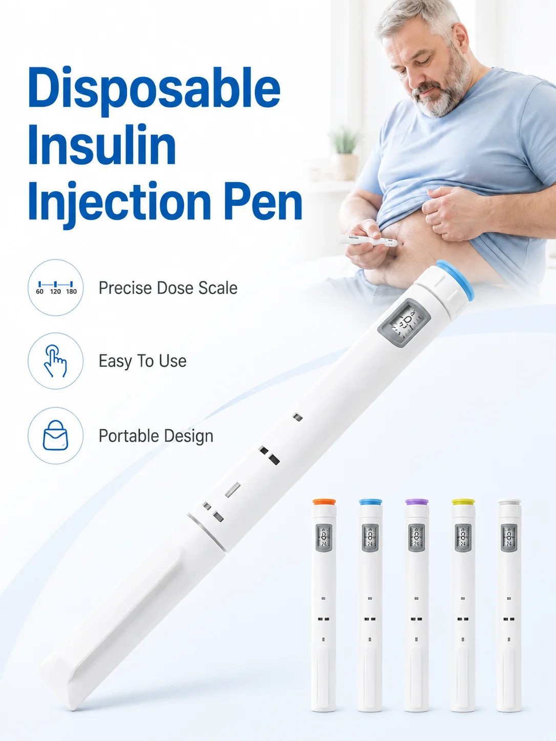 2026 Gen-2 Disposable Insulin Injection Pen Portable Pen-type Syringe Easy to Use Precise Scale