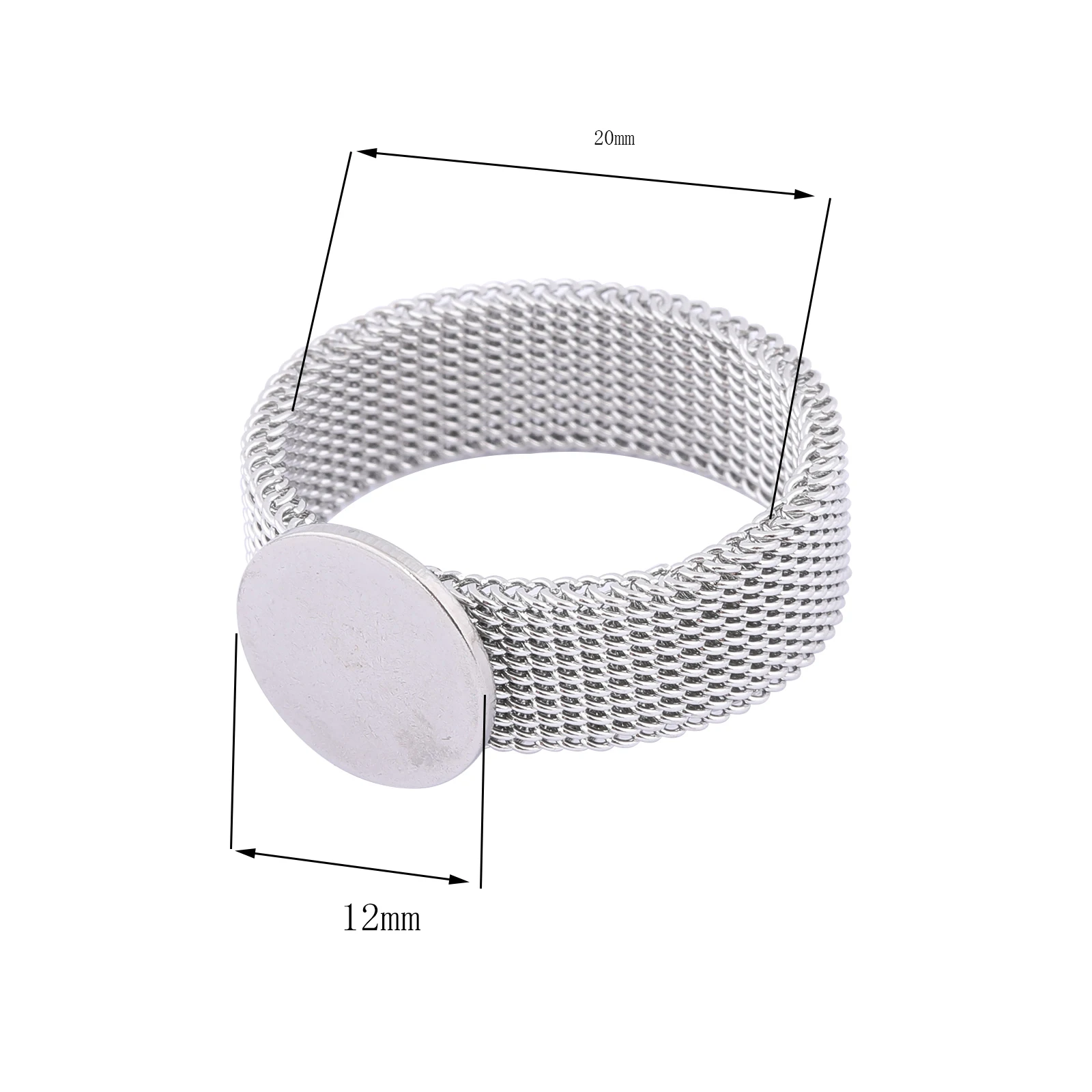10pcs Stainless Steel 12mm Circle Pad Ring Base Setting Blanks Diy Fingerring Bezel For Jewelry Making Supplies