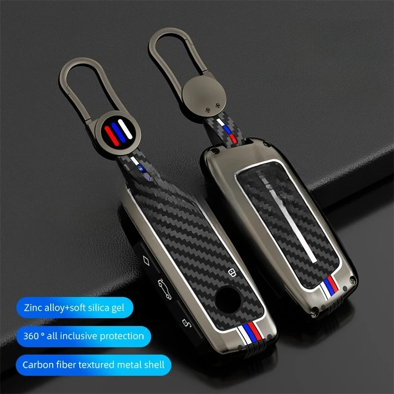 

Carbon Style Zinc Alloy Car Key Case Accessories for 2023 BMW Energy Ix XM I7 X7 7 Series Smart Remote Key Protect Cover Shell