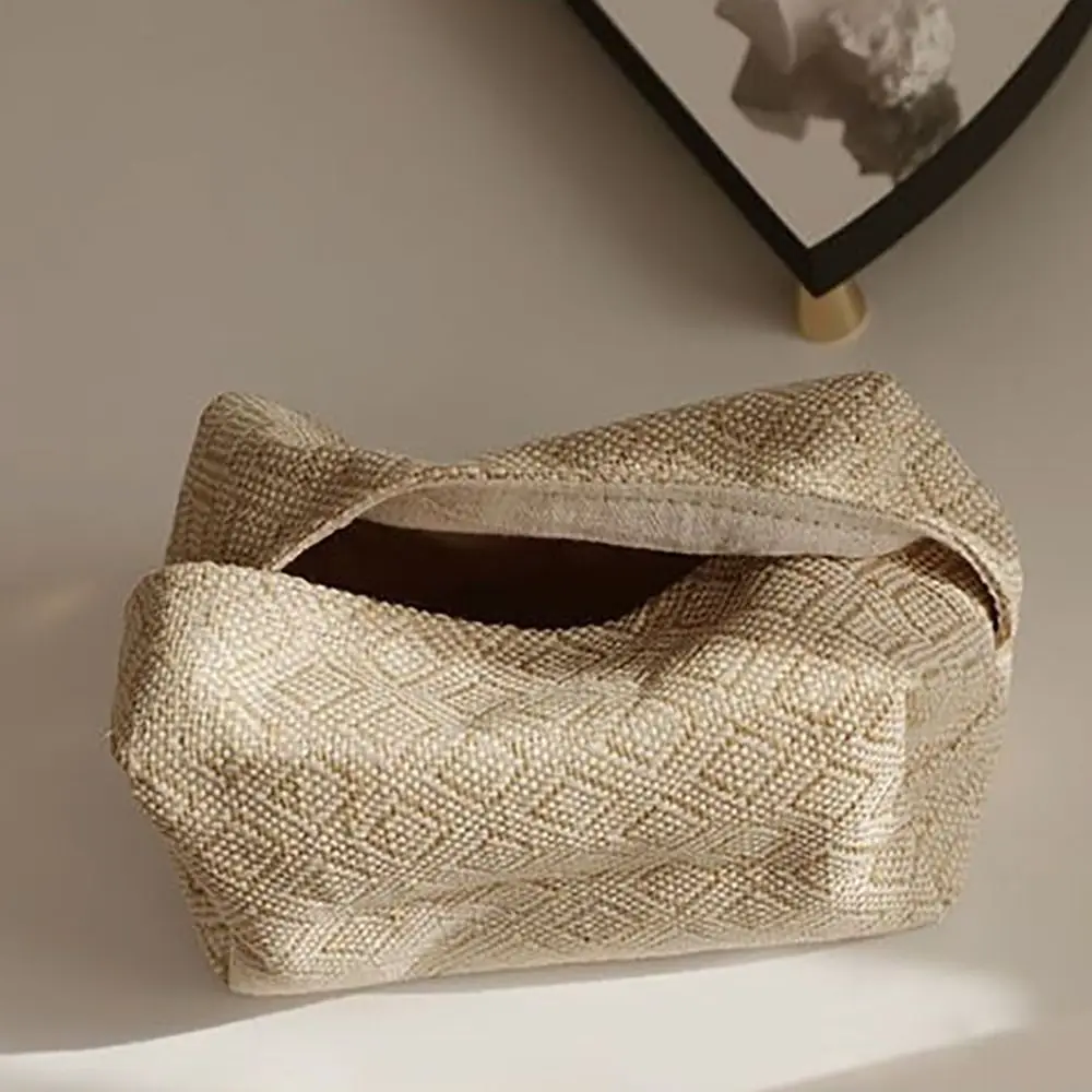 Kreative Leinen-Baumwoll-Taschentuchbox im japanischen Stil, große Kapazität, Taschentuchboxen, Behälter, Vintage-Servietten-Organizer, Teetisch – Detail 4