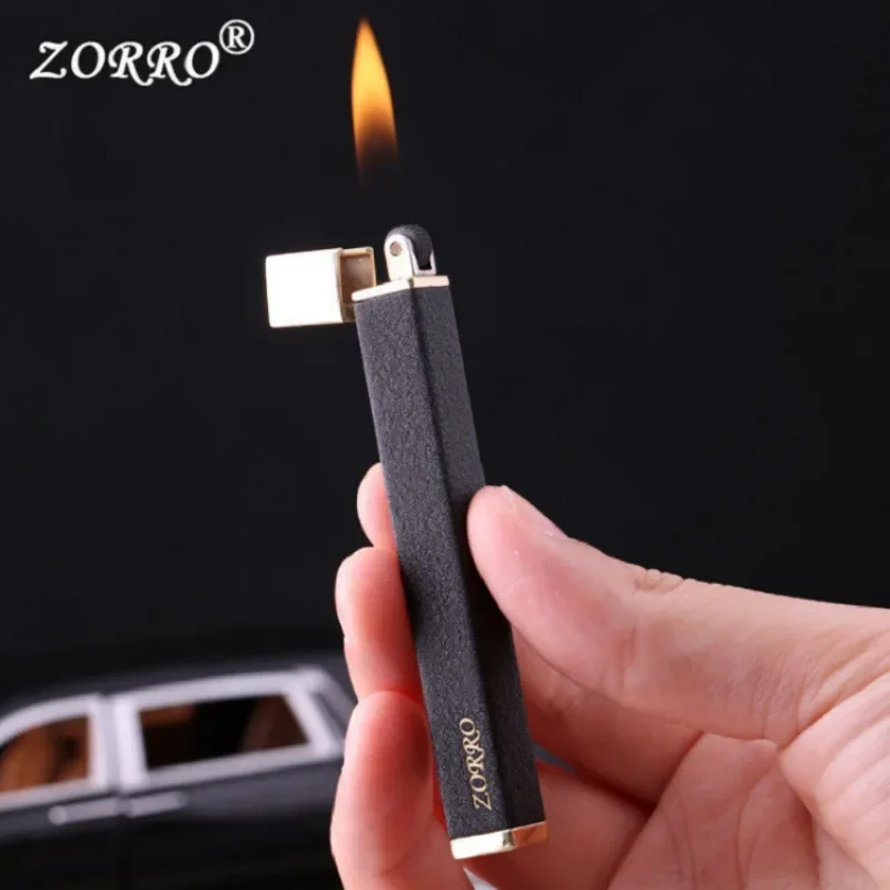 2025 ZORRO new mini metal strip inflatable lighter, grinding wheel, open flame igniter, smoking accessories, personalized gift - Image 3