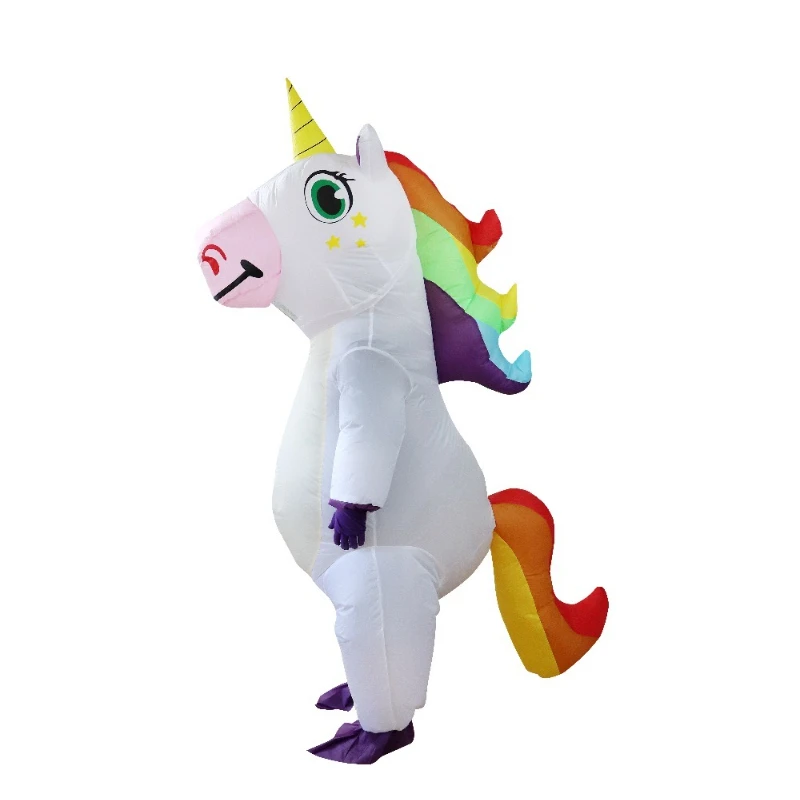 زي يونيكورن قابل للنفخ للبالغين - فستان تنكري لكامل الجسم للهالوين والكرنفال وعيد الميلاد وأزياء الحفلات