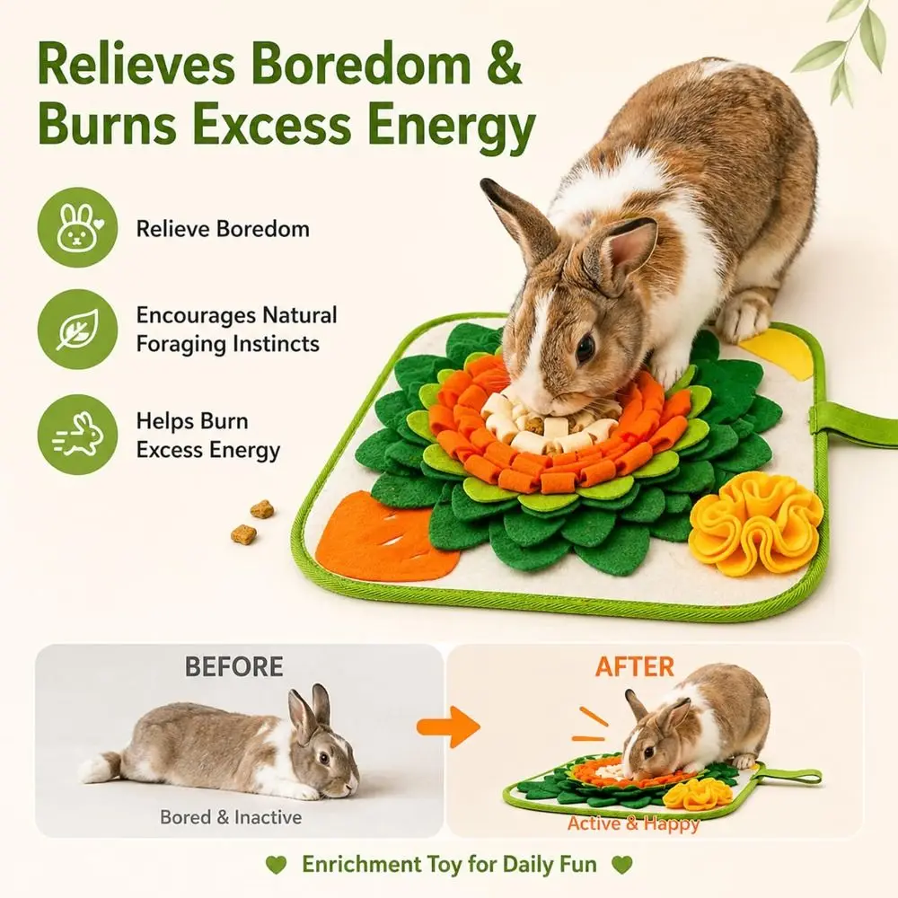 Interactive Feeding Rabbit Foraging Mat Smell Training Mental Stimulating Pet Feeding Soft Material Small Animal Snuffle Mat