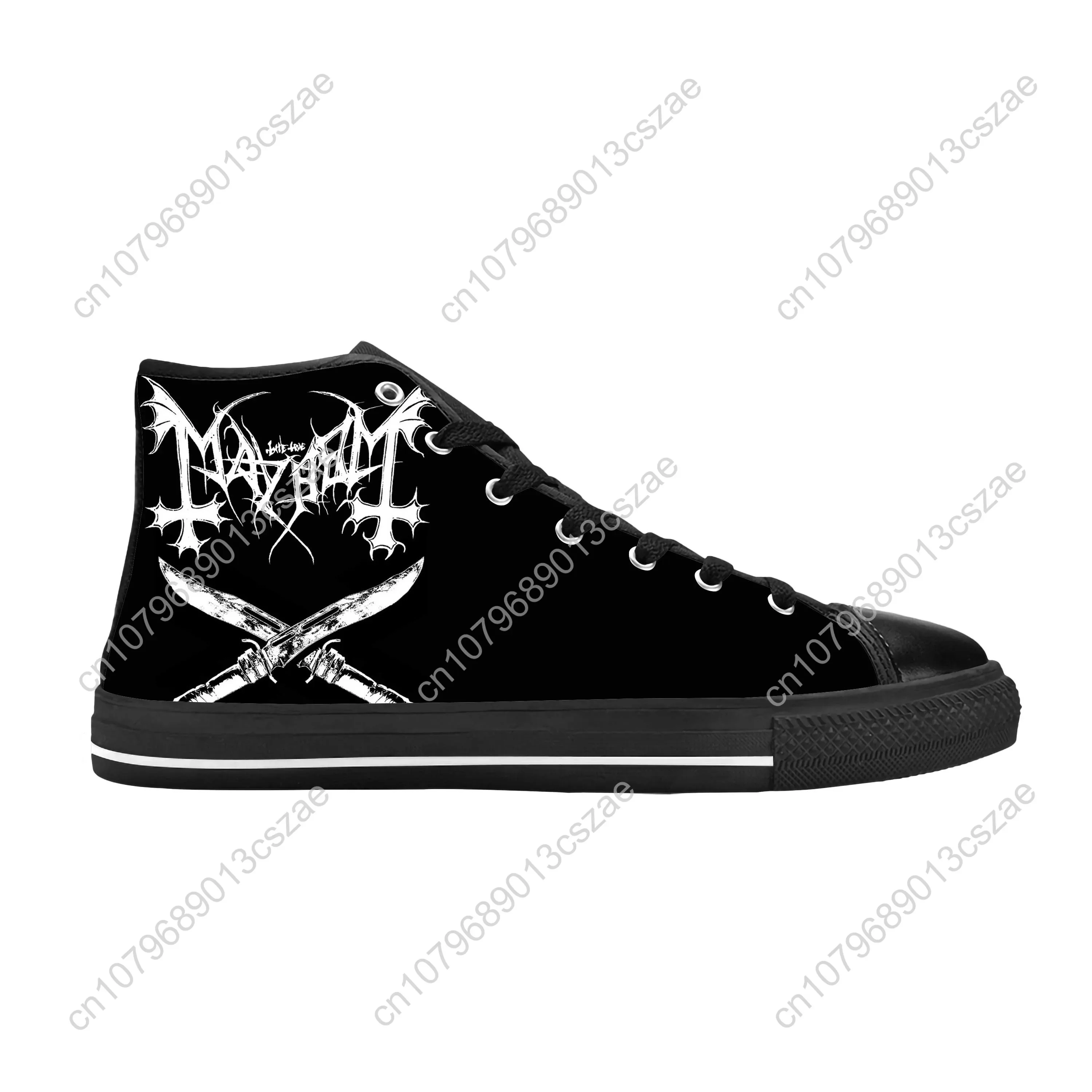 Rapper Mayhems Death Black Metal Band Rock penyanyi sepatu kain kasual atasan tinggi nyaman bersirkulasi cetak 3D sepatu kets pria wanita