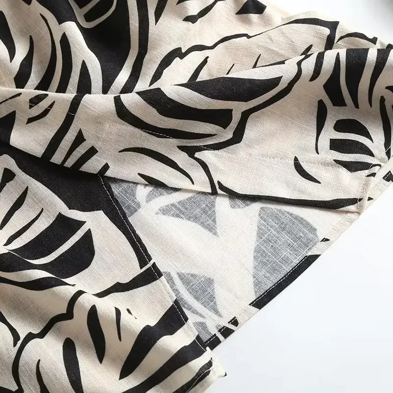 Dames 2023 Chique Mode Temperament Joker Print Patroon Split Lange Rok Retro Hoge Taille Rits Rok Mujer