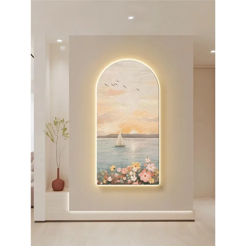 Led Light Sunrise Scenery Hanging Painting High-end Sandstone Mural Corridor Lighting Painting Room Decoration Home Decoration