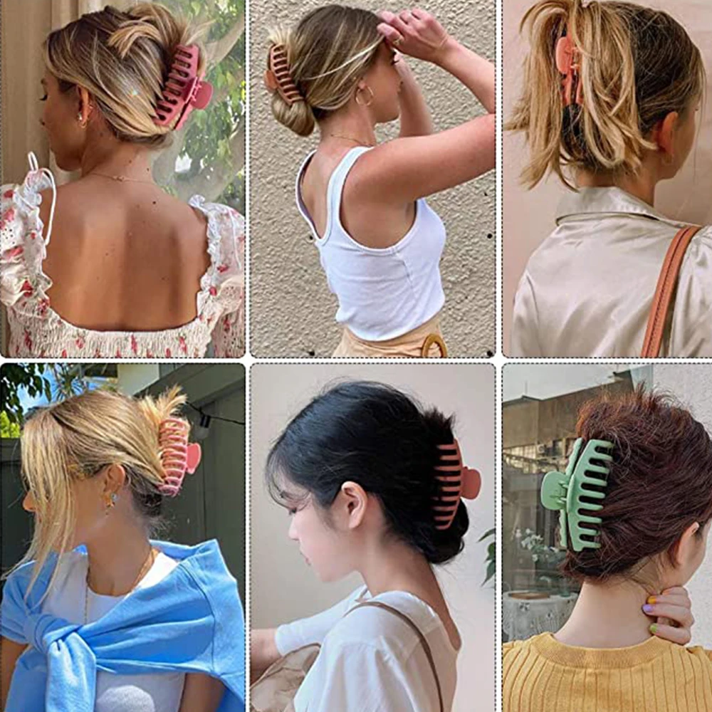 2022 coreano sólido grandes garras de cabelo moda headwear para mulheres bun cabelo garra simples oval oco feminino rabo de cavalo acessórios para o cabelo
