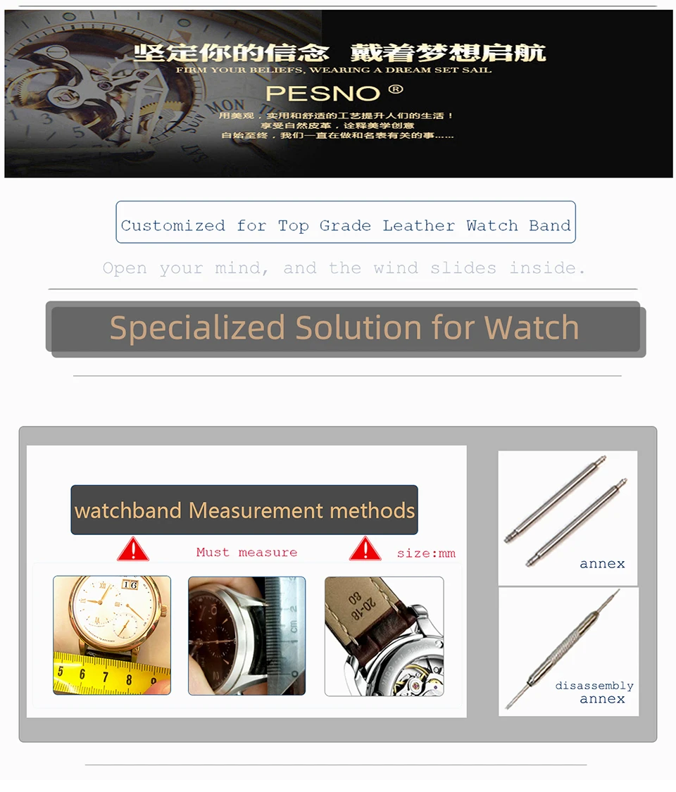 PESNO Herrenuhr aus echtem Kalbsleder, Bambusmaserung, 21–22 mm Bänder, Schwarz, Dunkelbraun, Blau, geeignet für Zenith EL PRIMERO – Detail 1