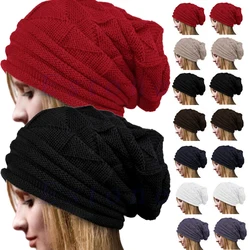 2023 Winter Knitted Hat for Women Men Baggy Slouchy Beanie Hats Outdoor Warm Cap Bonnet Female Snow Skiing Warm Woolen Caps