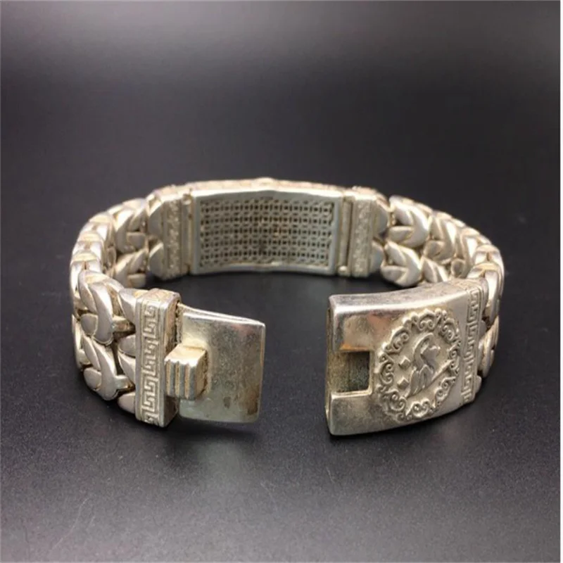 Maichuang/Tibetan Silver Inlaid Bracelet Fashion Bangles Personality Charm Jewelry Exquisite Workmanship Men Women Couple Gift