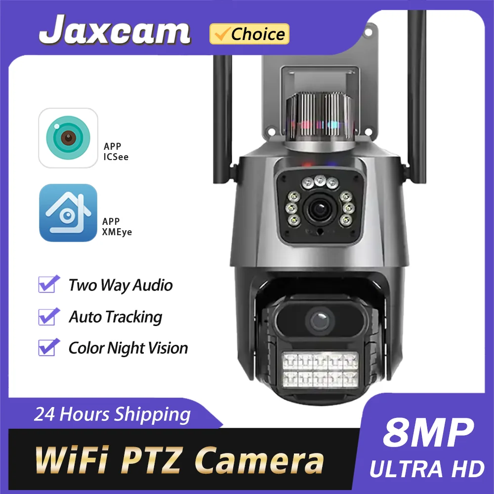 

8MP PTZ WiFi Camera Dual Lens Auto Tracking Ai Human Detection CCTV Video Outdoor Surveillance Camera Security IP Cameras ICSee