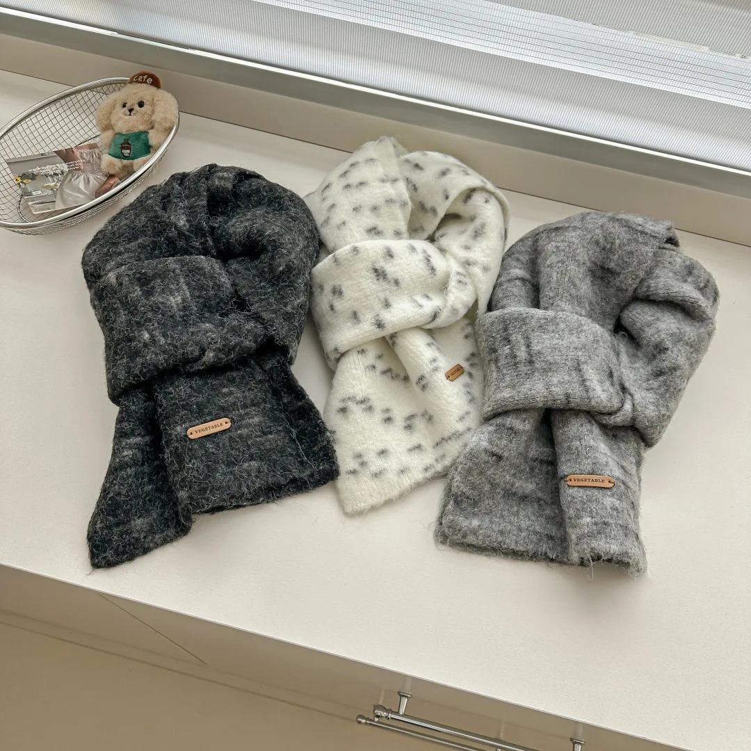 

Новый женский зимний шарф из смеси шерсти, вязаный шерстяной шарф, осень-зима, универсальный теплый милый студенческий декоративный шарф в корейском стиле