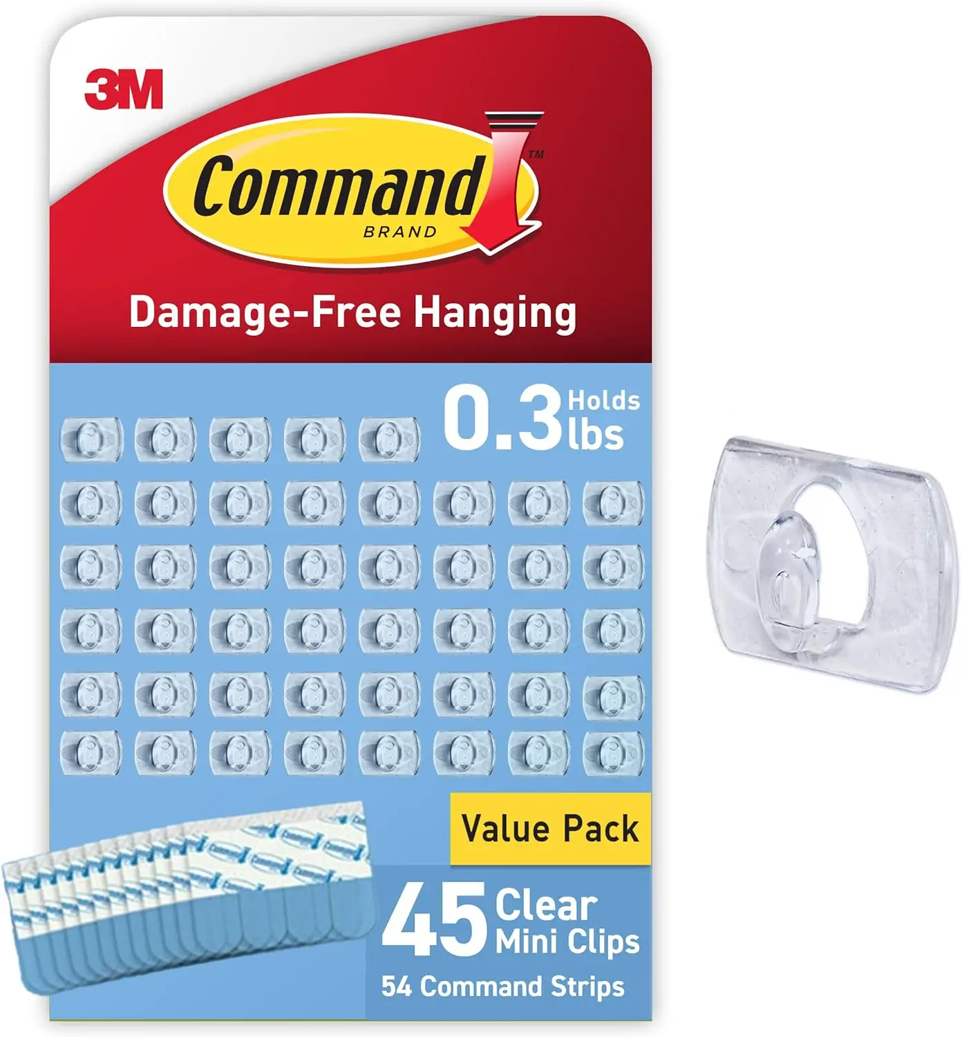 

Damage-Free String Light Hangers: 45 Clips & 54 Strips for Indoor Decor, Cable Management, Holds 0.3 lb