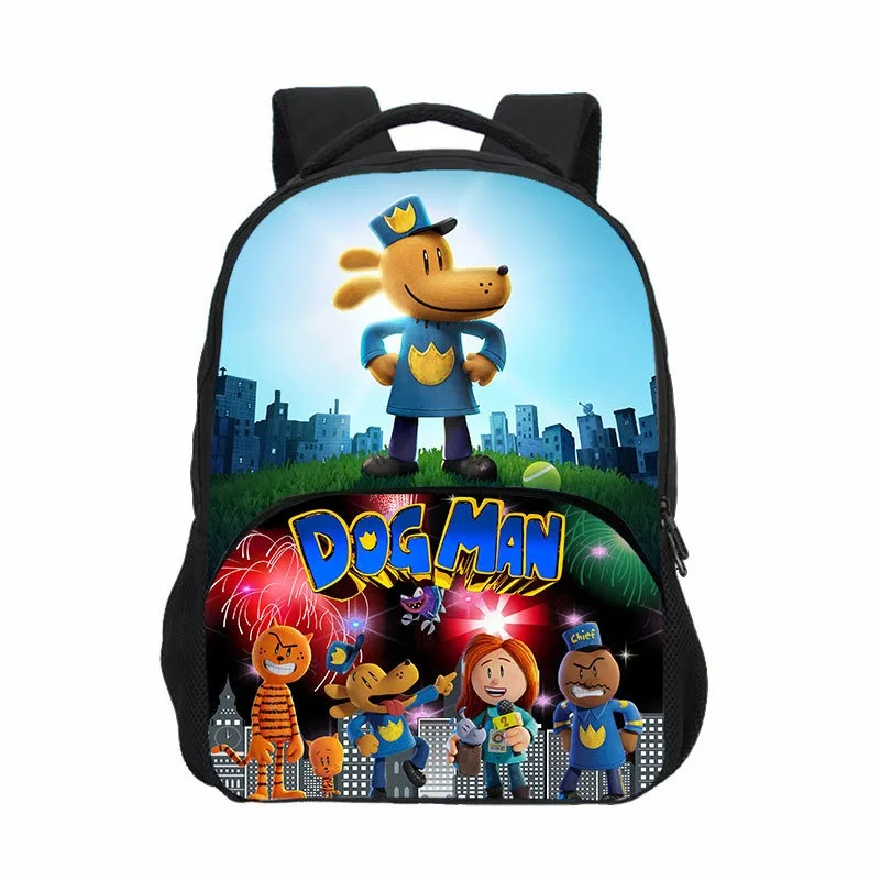 Kids Dog Man Cartoon Backpack Student Back to School Bookbag Large Capacity Casual Travel Knapsack for Teen