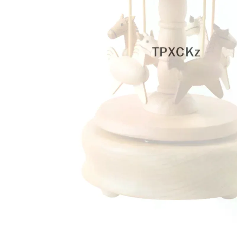/TPz/Carousel Music Box Ornaments Rotatable Hand-cranked Music Box DIY Handmade Birthday Christmas Gift Children’s Toys Wooden