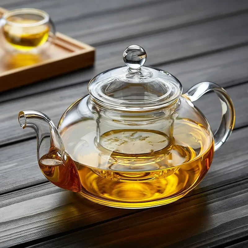 Heat-resistant Glass Tea Pot Flower Kettle Kung Fu Teawear Set Tea Strainer Infuser Puer Oolong Barley Pot Teaware